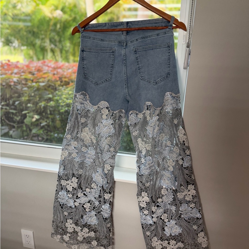 Elegant Light Blue Lace Jeans - Picture 3 of 4